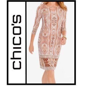 NWOT Chico’s SIZE 2P or LARGE PETITE Ornate Crest Dress